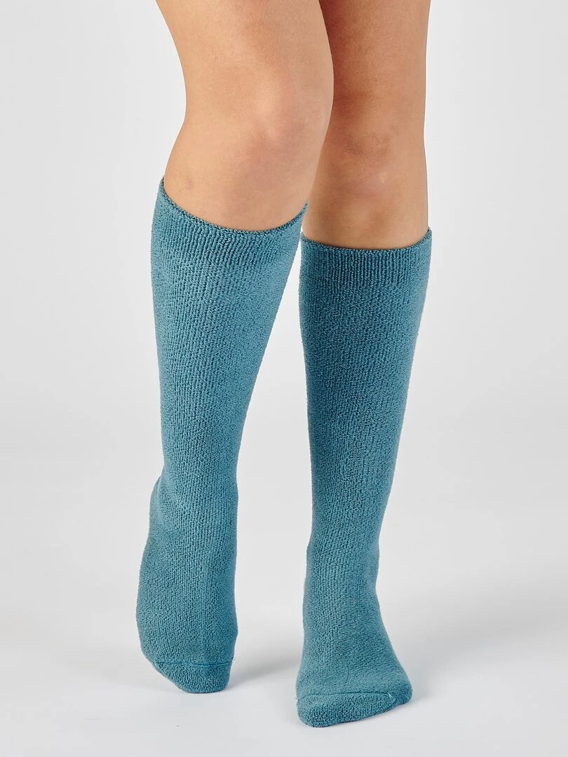 Chaussettes maille jersey bouclette Thermolactyl Damart Bleu gris