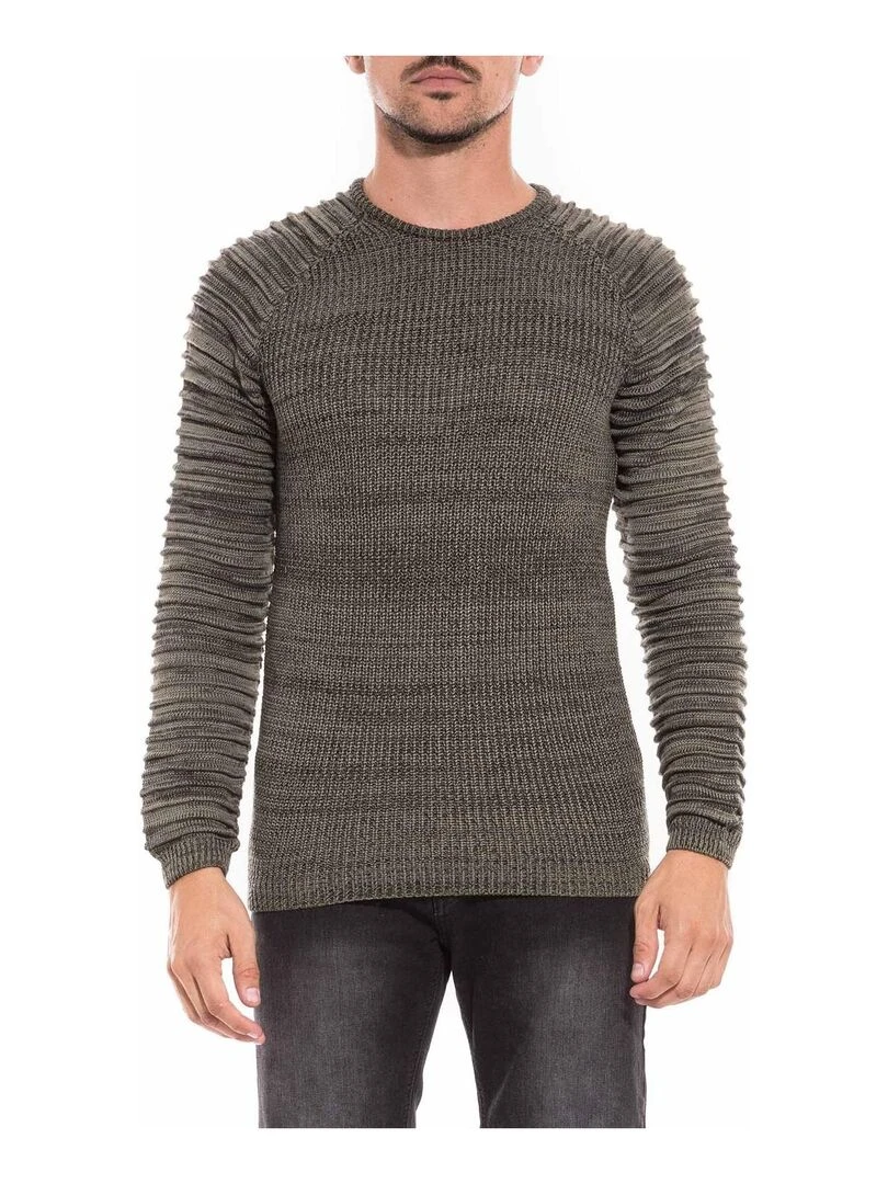 Pull col rond LOURSON Kaki