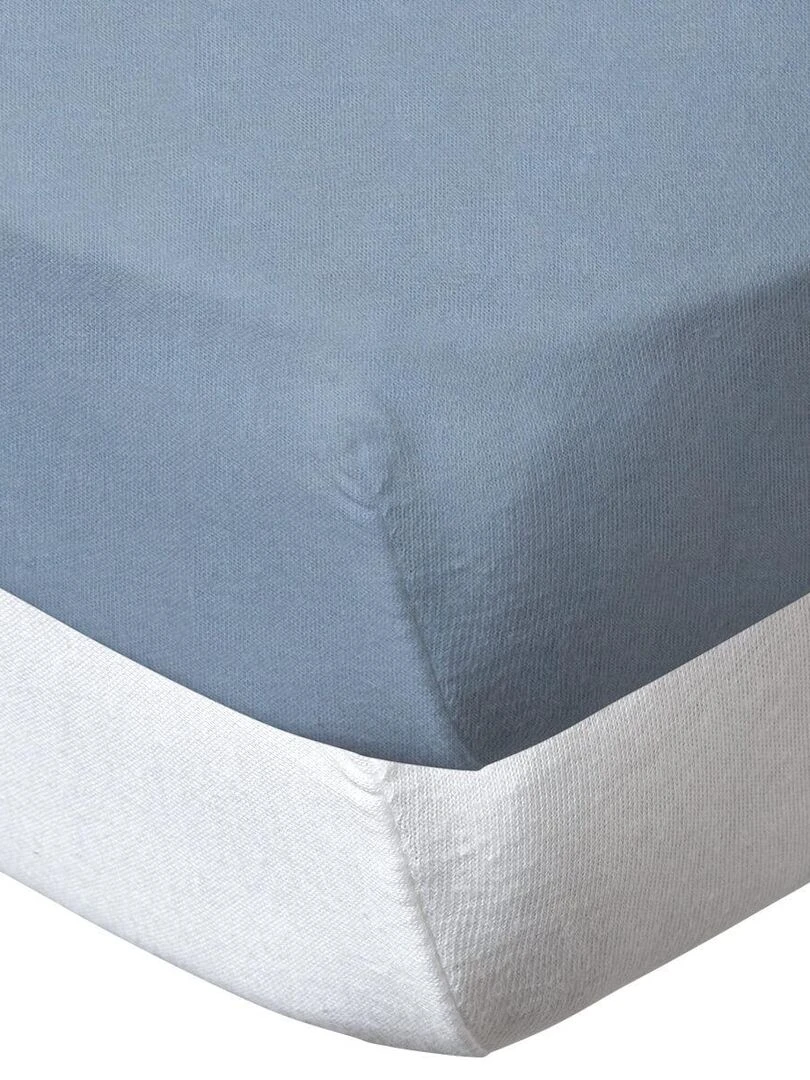 Lot de 2 draps housses 60x120 cm Blanc + Bleu layette Blanc Bleu ciel