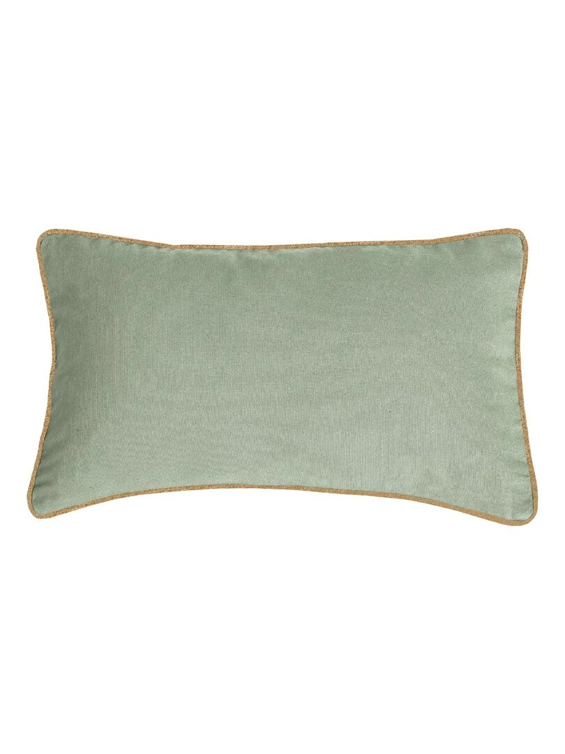 Coussin en coton recyclé avec piping jute 'Deko&co' Vert d'eau