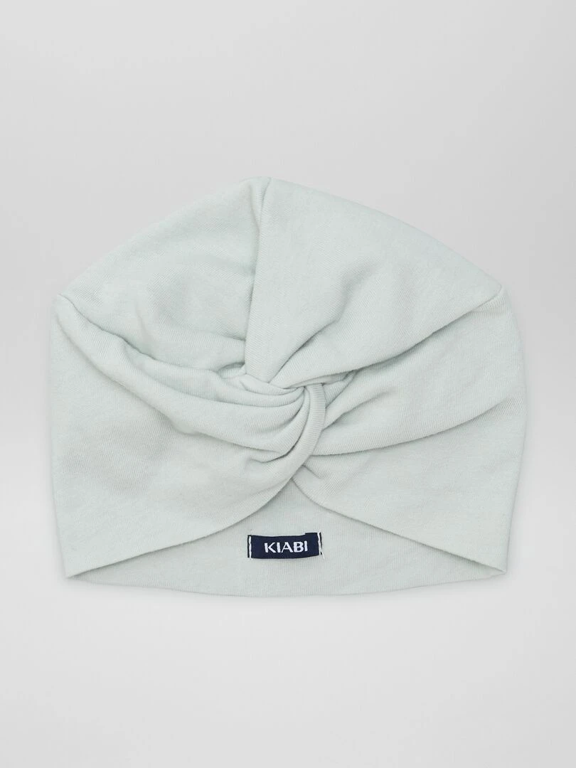 Bonnet turban en maille Vert fumé