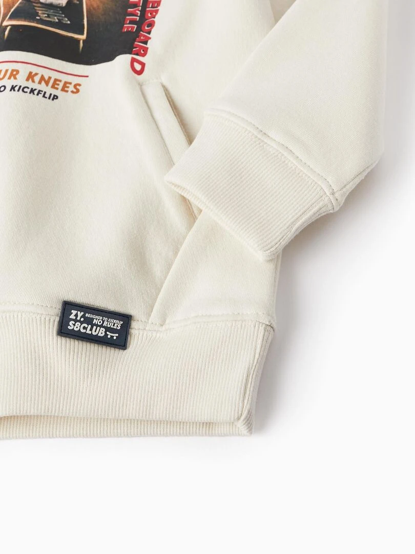 Sweat à capuche en molleton pour garçon 'No Rules   Skate'  Skater's’ Dictionary   Beige clair