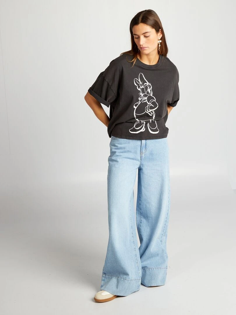 T shirt 'Daisy' manches courtes Noir