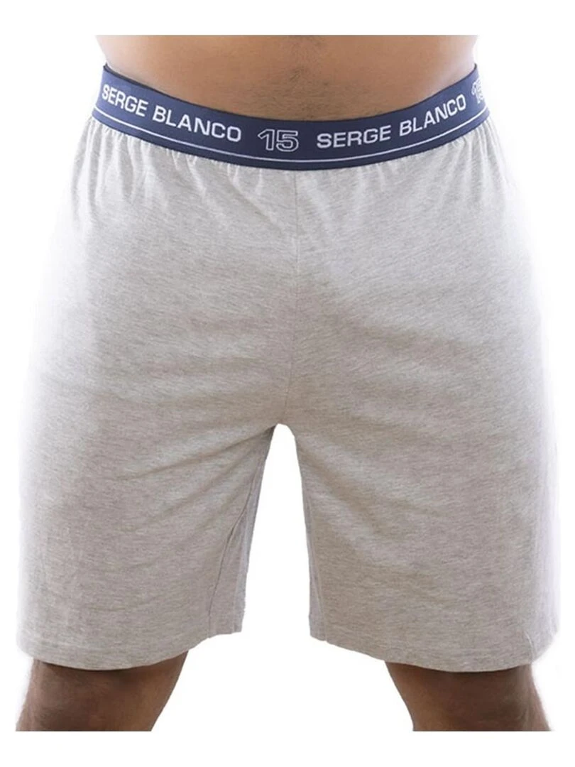 Ensemble homme Pyjama court T shirt col tunisien Serge Blanco   Gris