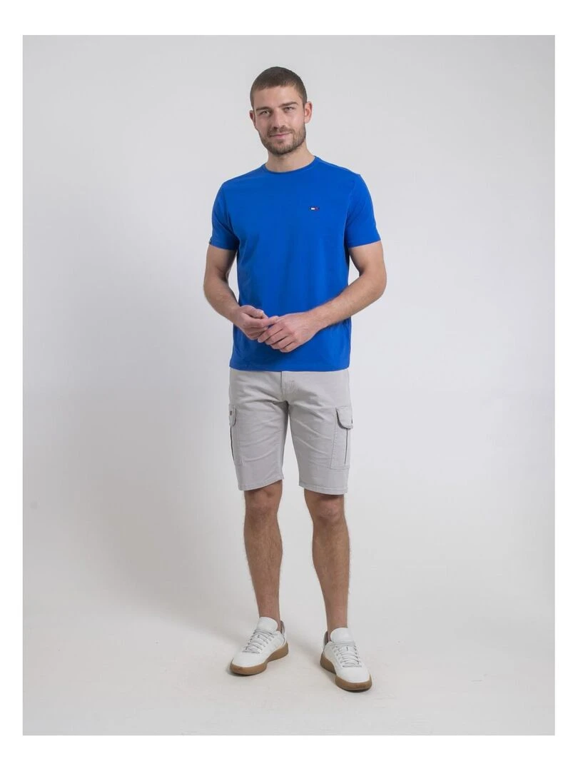 T shirt col rond pur coton NEROTEN   Bleu roi