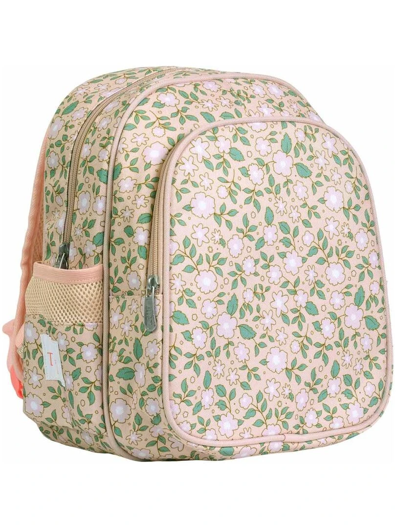 Sac à dos Fleurs rose avec poche isotherme Rose clair