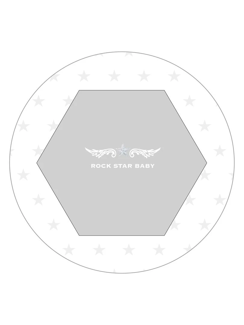 ROBA Parc Bébé Hexagonal en Bois "Rock Star Baby" + Tapis de Parc et Roues à Freins Blanc Blanc