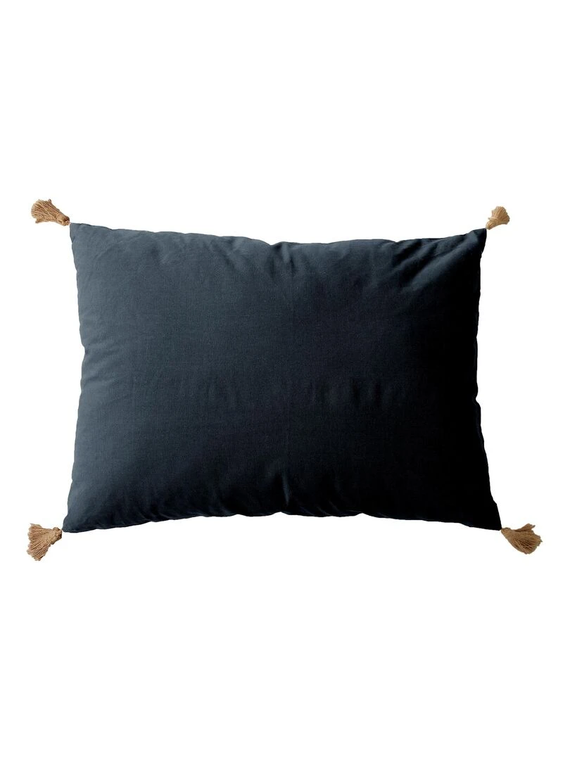 Coussin avec pompons en jute Gris foncé