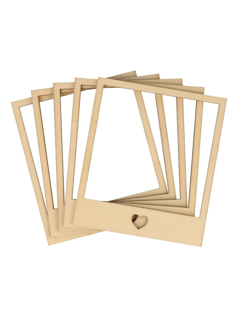 5 cadres en bois pour photos 8 x 8 cm Beige