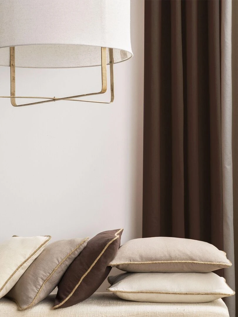 Rideau en coton recyclé avec œillets 'Deko&co'   Taupe