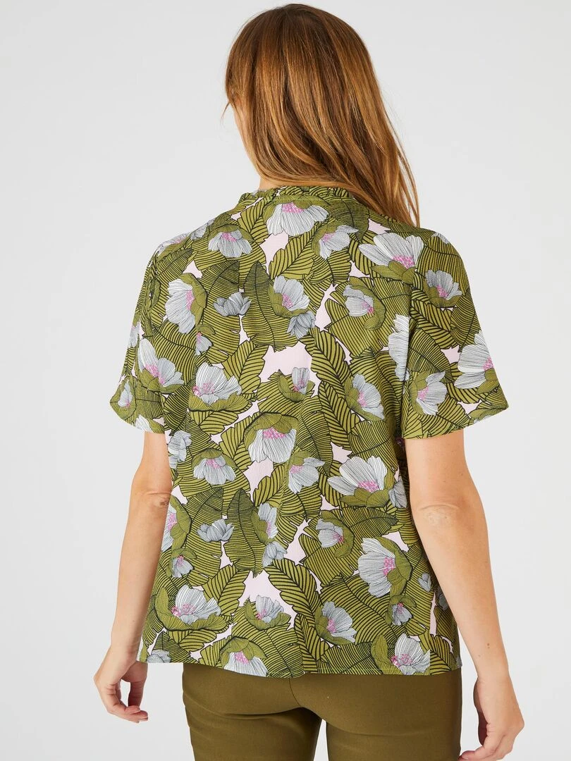 Chemisier à smocks imprimé   Damart   Kaki