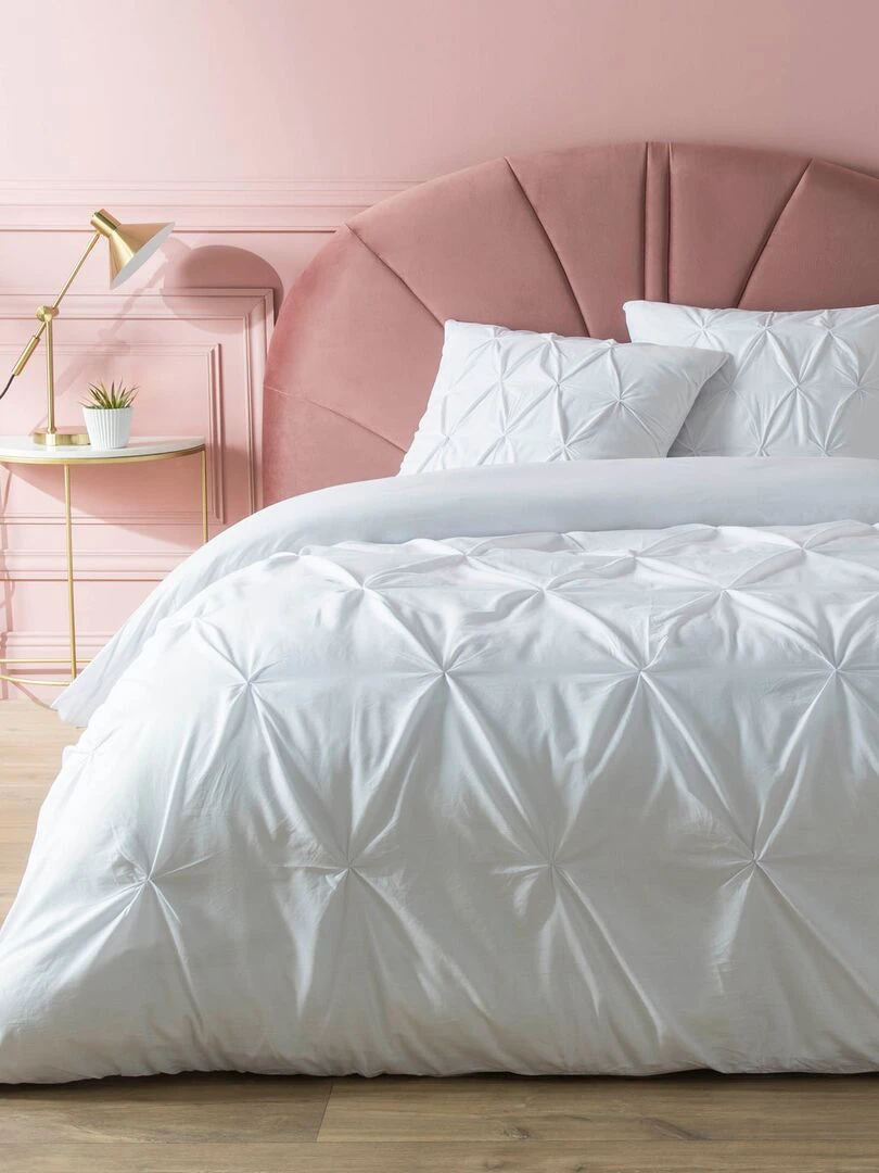 Housse de couette + 2 taies Effet plisse Helo Blanc