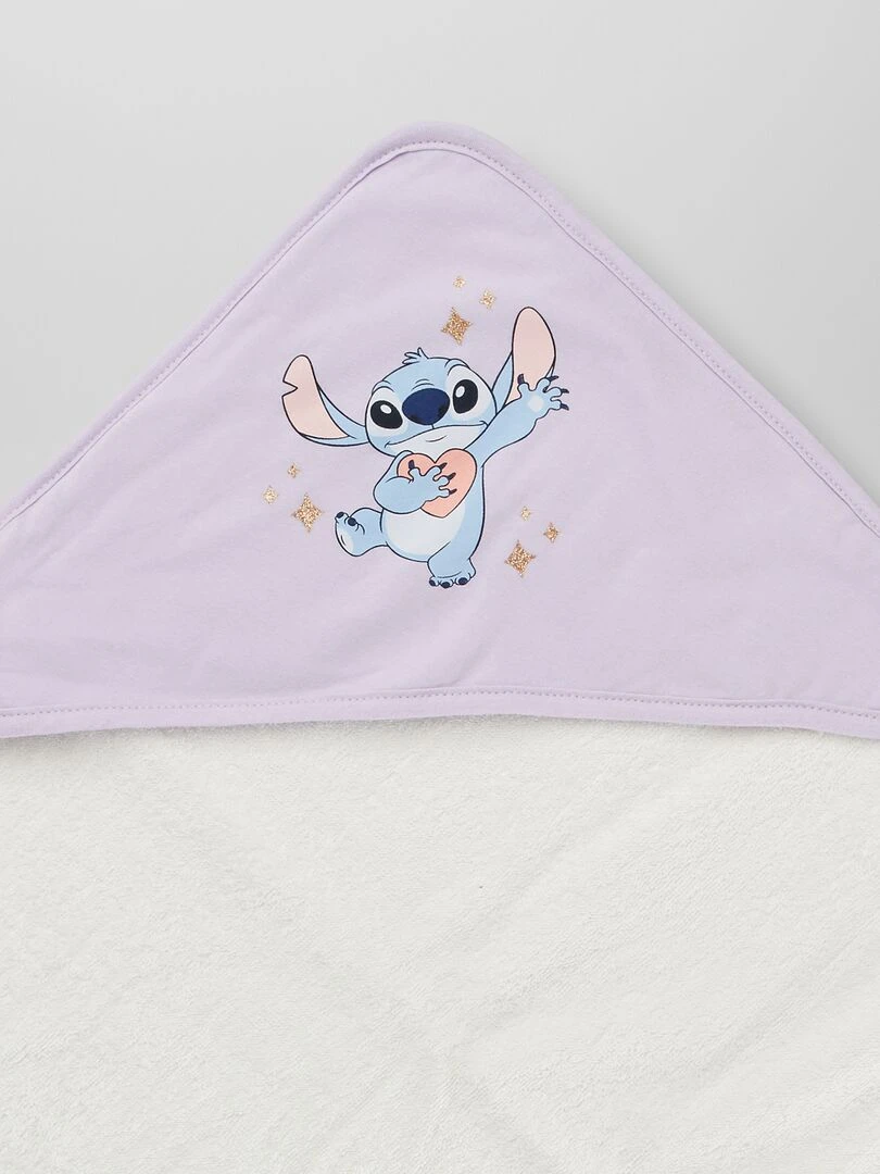 Cape de bain + gant de toilette 'Stitch'   Violet