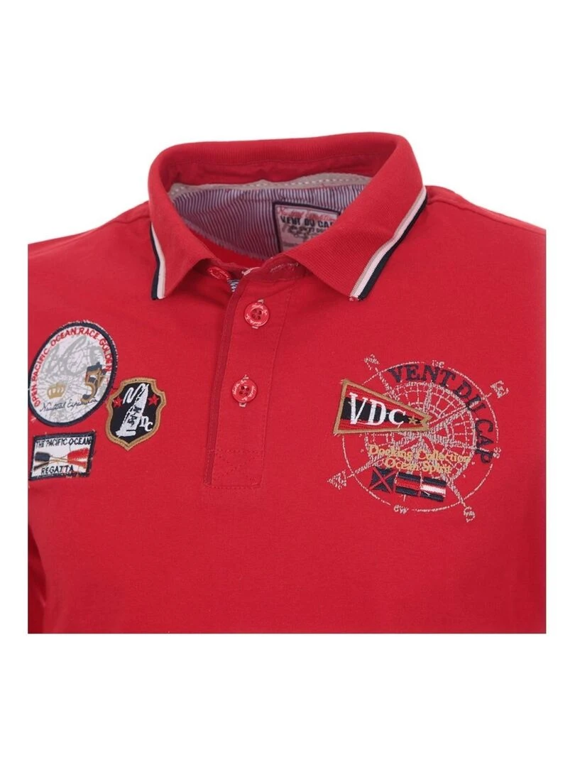 Polo manches longues homme CAPLANO   VENT DU CAP   Rouge