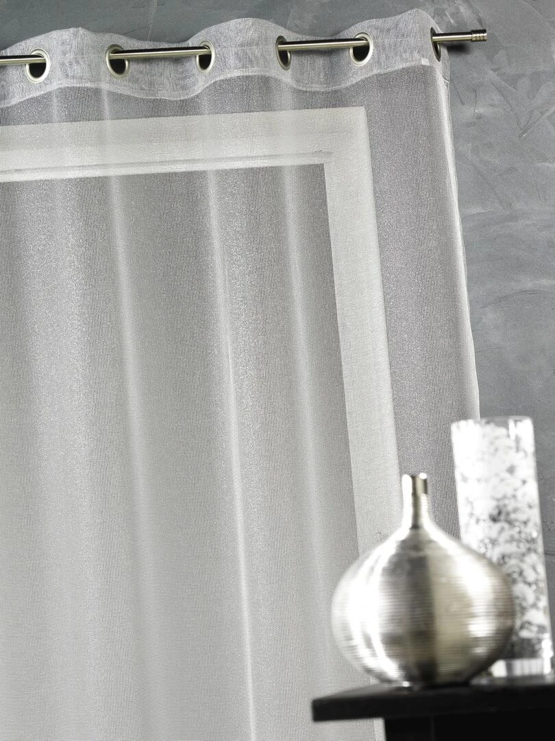 Voilage uni avec fils en lurex Argent