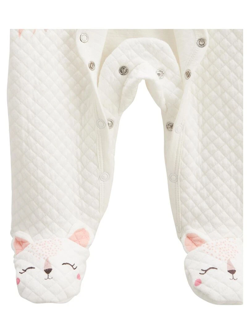 Pyjama bébé en coton matelassé Petit Safari   Ecru