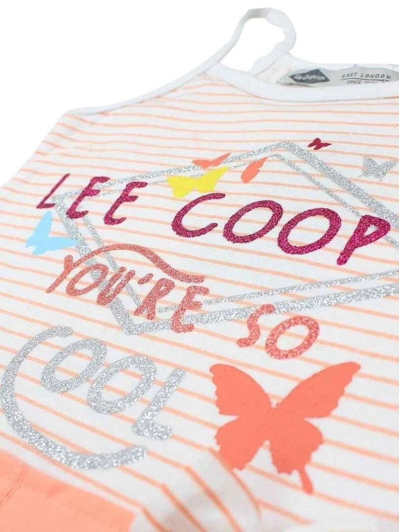 Lee Cooper Robe fille imprimé logo en coton Orange corail