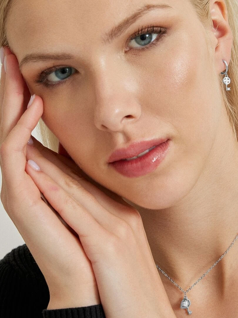 Boucles d'oreilles Diao en zircone rhodiée finition rhodiée   Multicolore