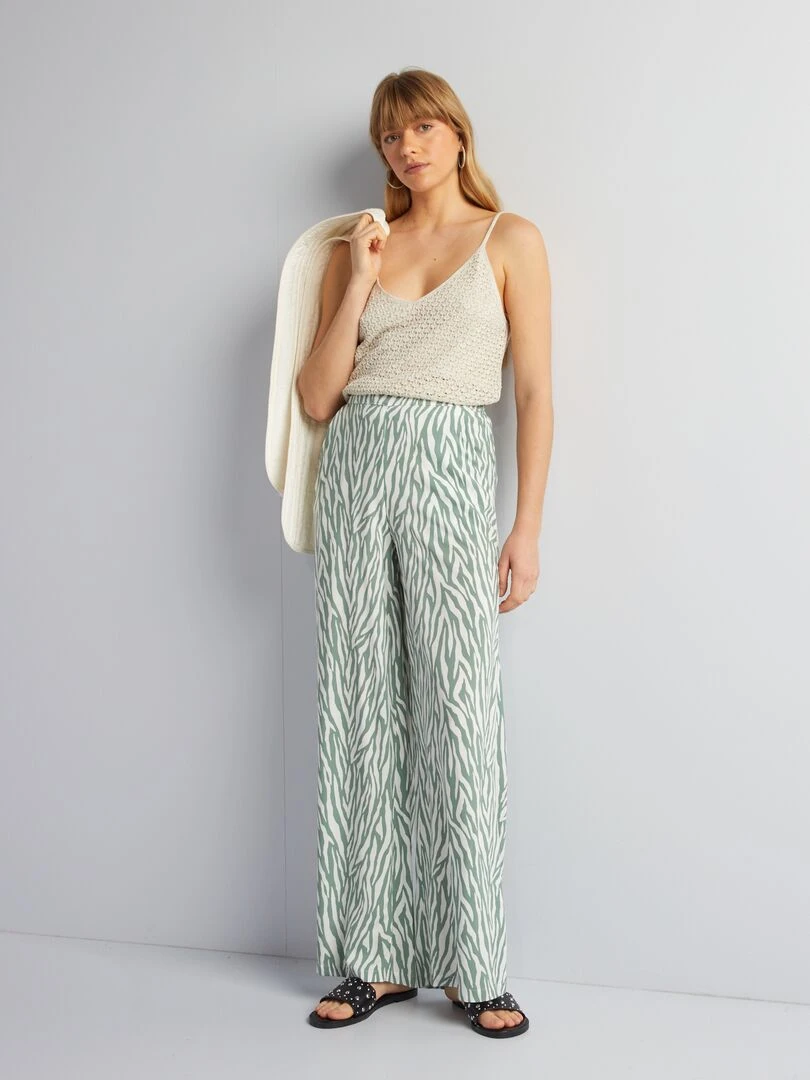 Pantalon large imprimé Vert clair