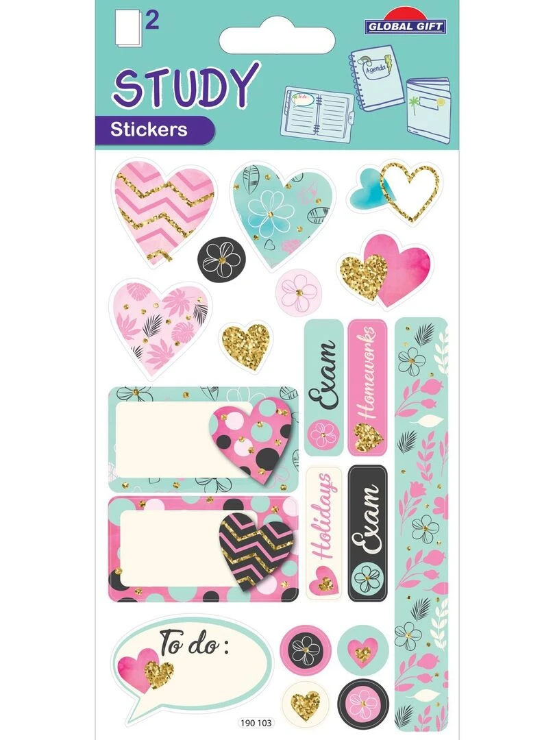 20 Stickers et étiquettes Bullet journal et Agenda Coeurs Dorures N/A