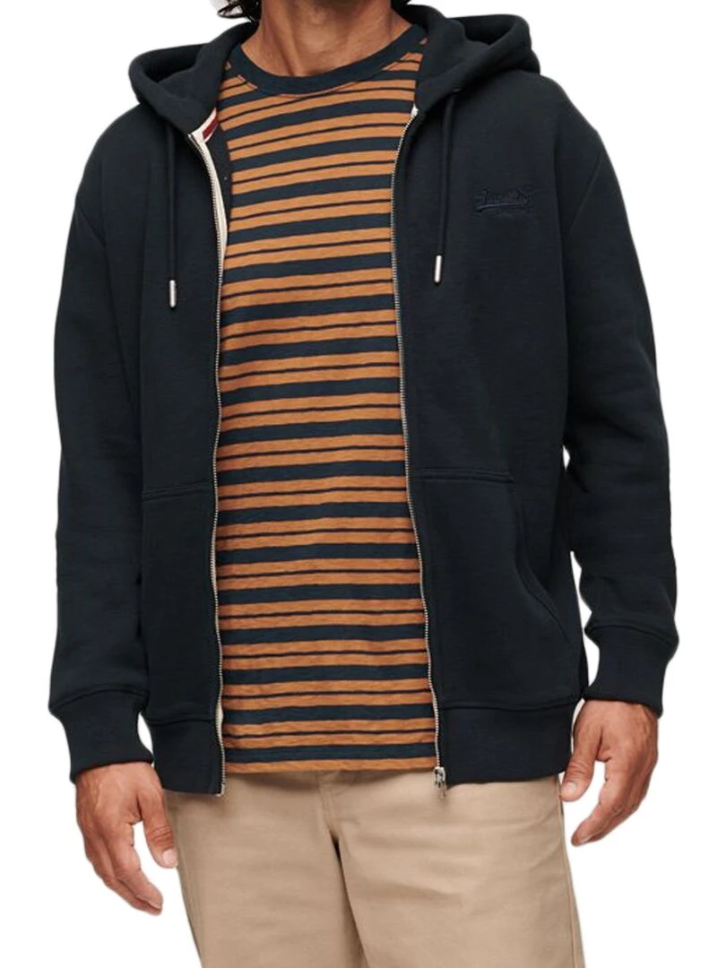 Sweat à Capuche Zip Superdry Essential Logo Bleu