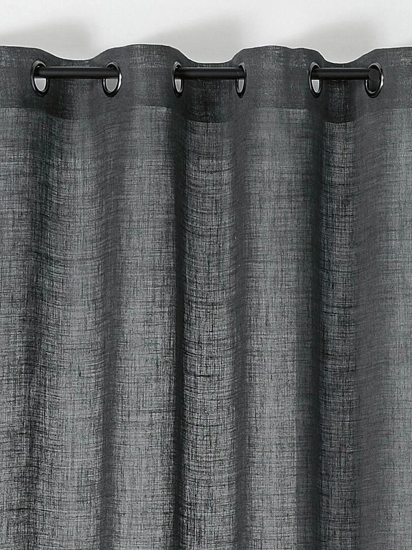 Rideau tamisant et naturel en 100% lin   gris anthracite