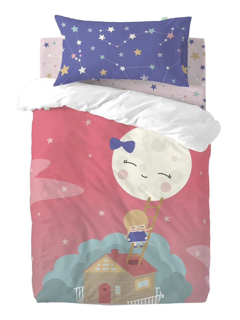 Parure housse de couette 2 pièces Moon dream "Happyfriday"   Blanc