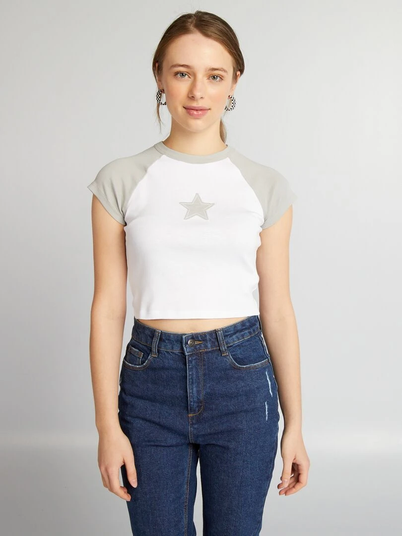 Crop top en jersey avec étoile gris