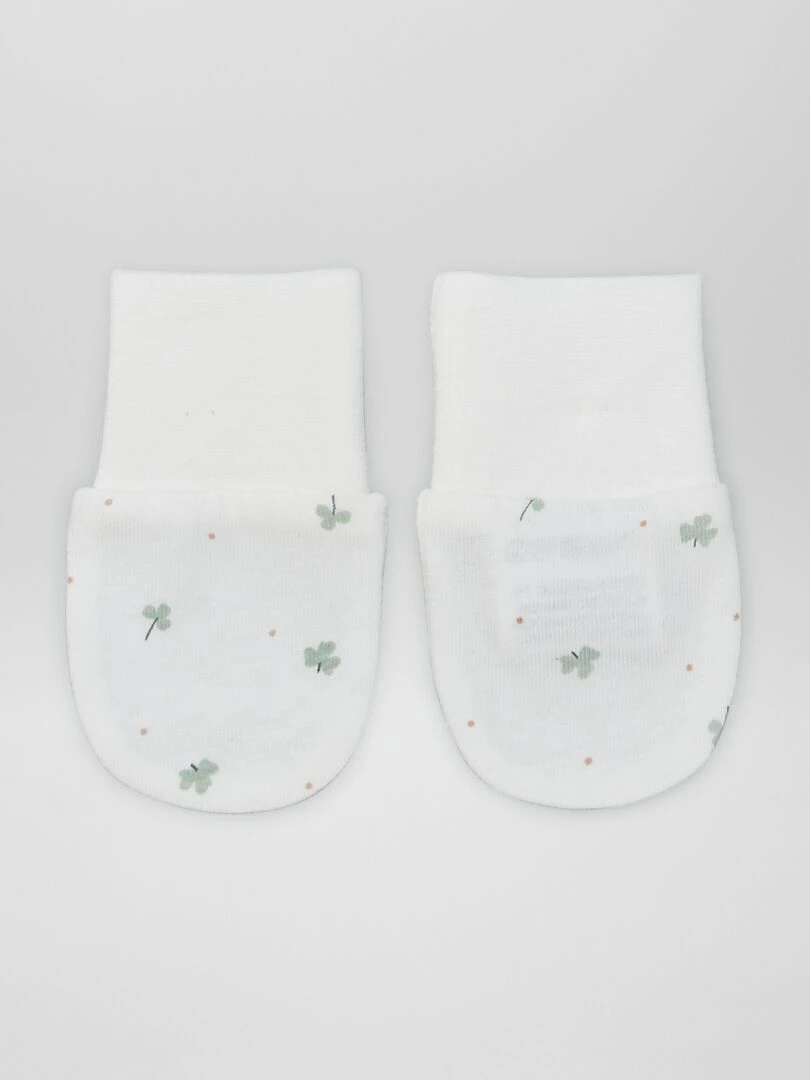 Lot de 2 paires de moufles anti griffes   Blanc/gris