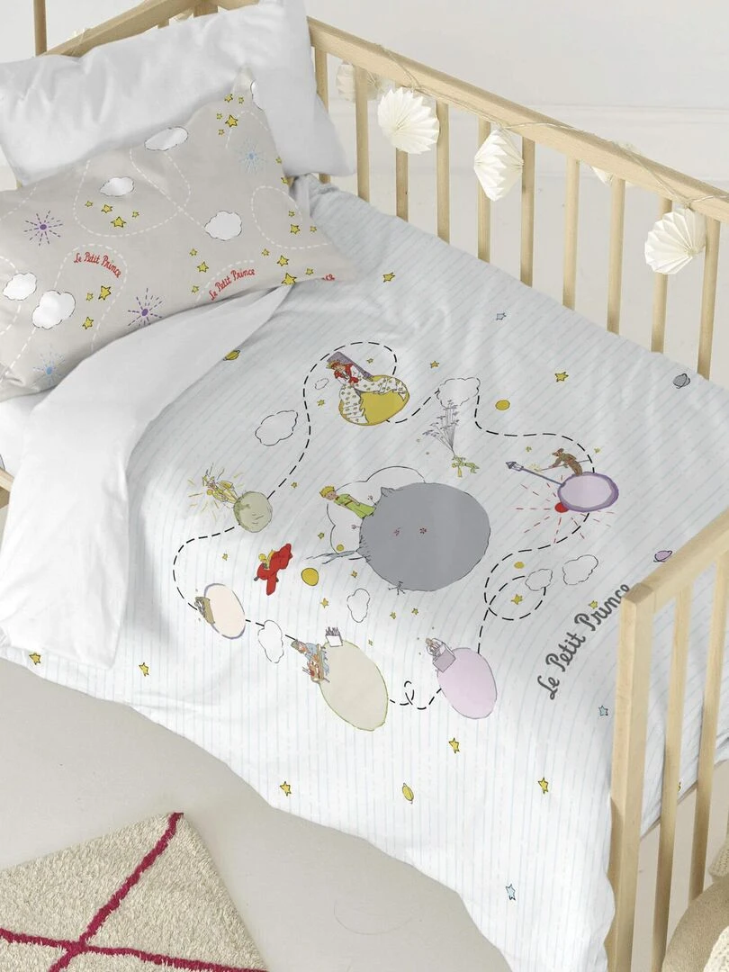 Parure housse de couette 2 pièces Voyageur "Happyfriday" Blanc