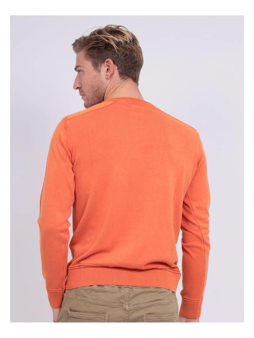 Pull fin col rond coton ARTHUR Orange