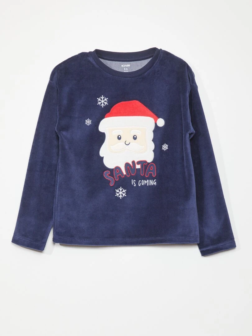 Ensemble pyjama avec père Noël   3 pièces   Marine
