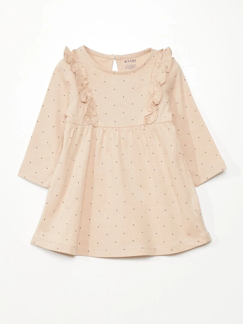 Robe évasée motif pois Beige pois