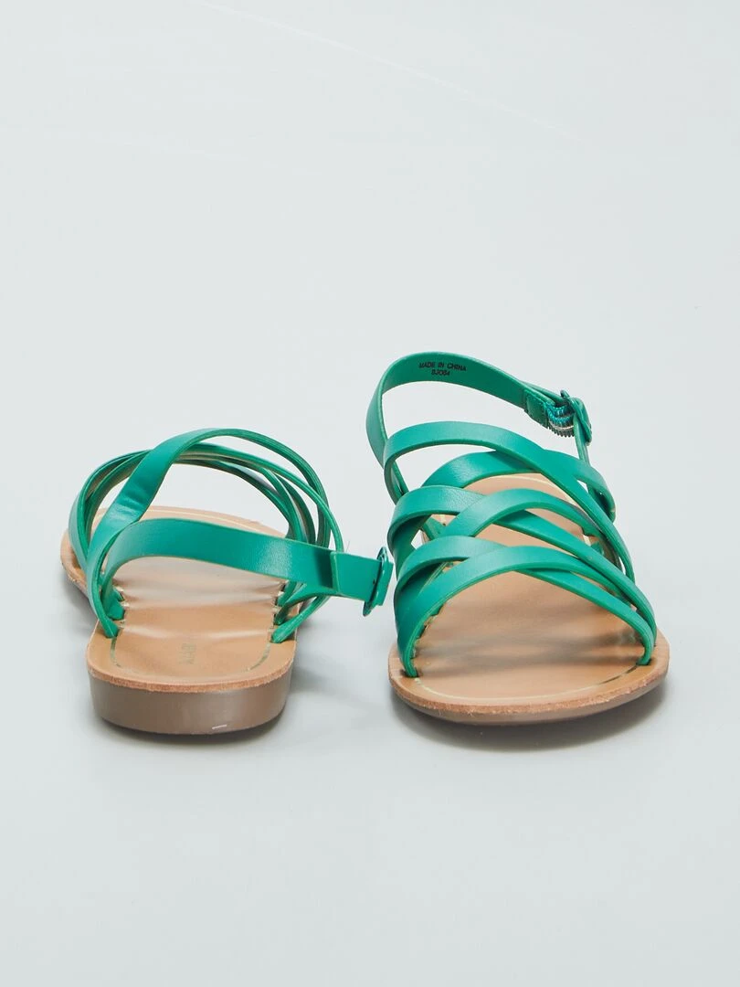 Sandales plates multi brides   Vert