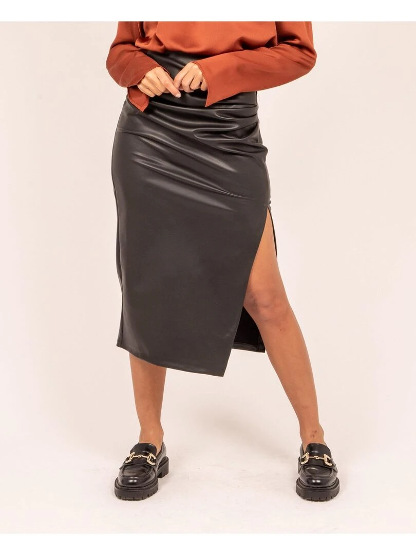 Jupe midi similicuir XALISA Noir