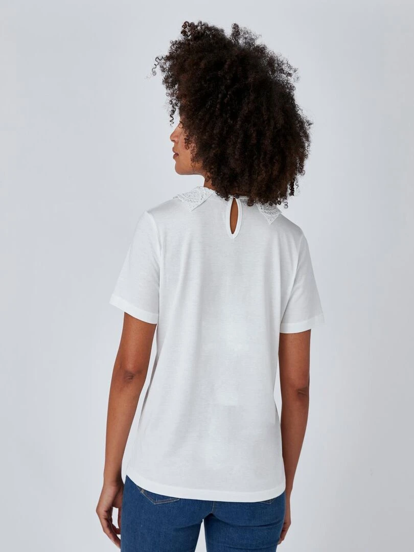 Tee shirt col broderie anglaise   Damart   Blanc cassé