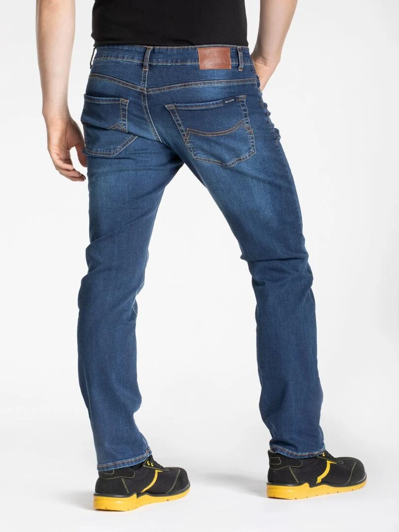 Jeans de travail coupe droite confort denim brossé stretch WORK8 'Rica Lewis'   Bleu