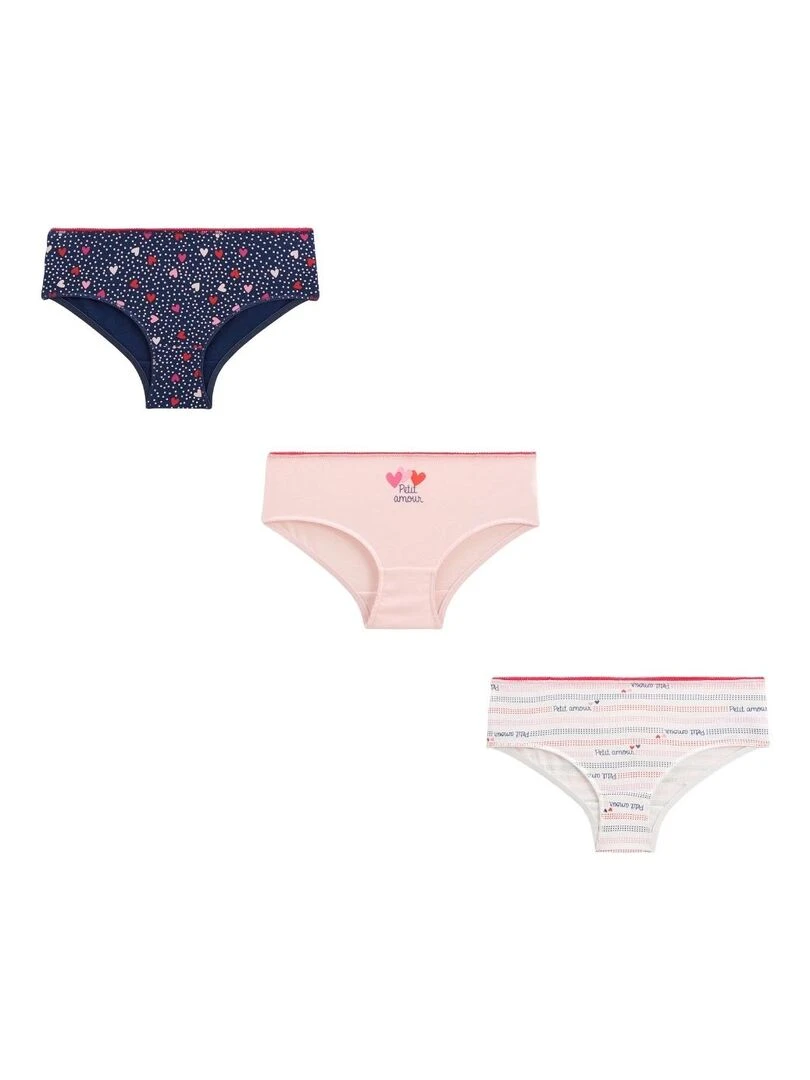 Lot de 3 culottes fille Vcoeur Rose