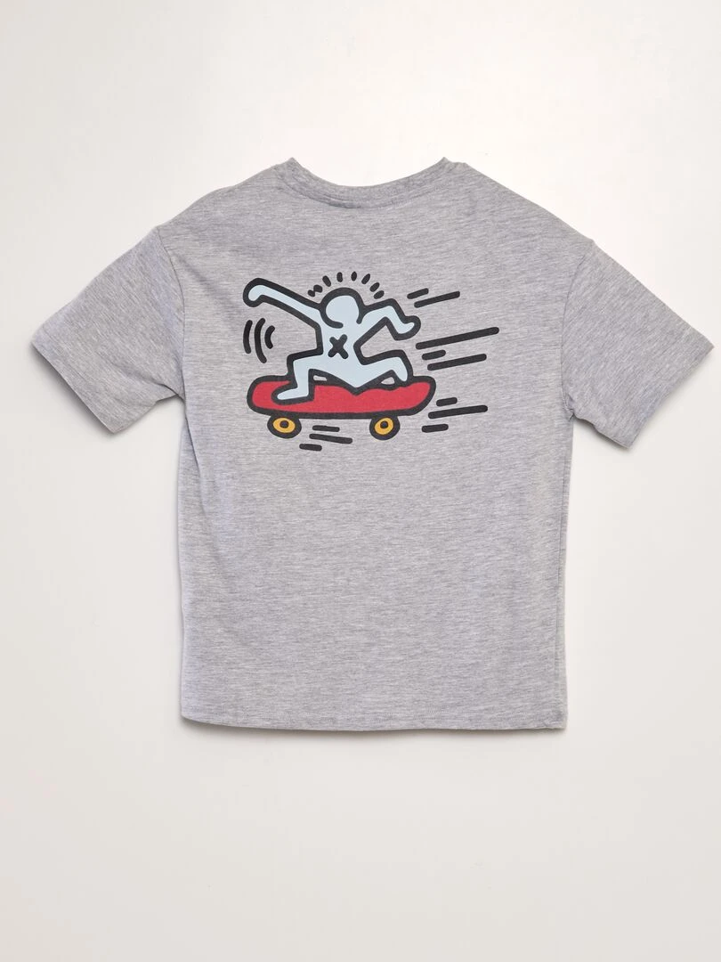 T shirt 'Keith Haring' à col rond   Gris