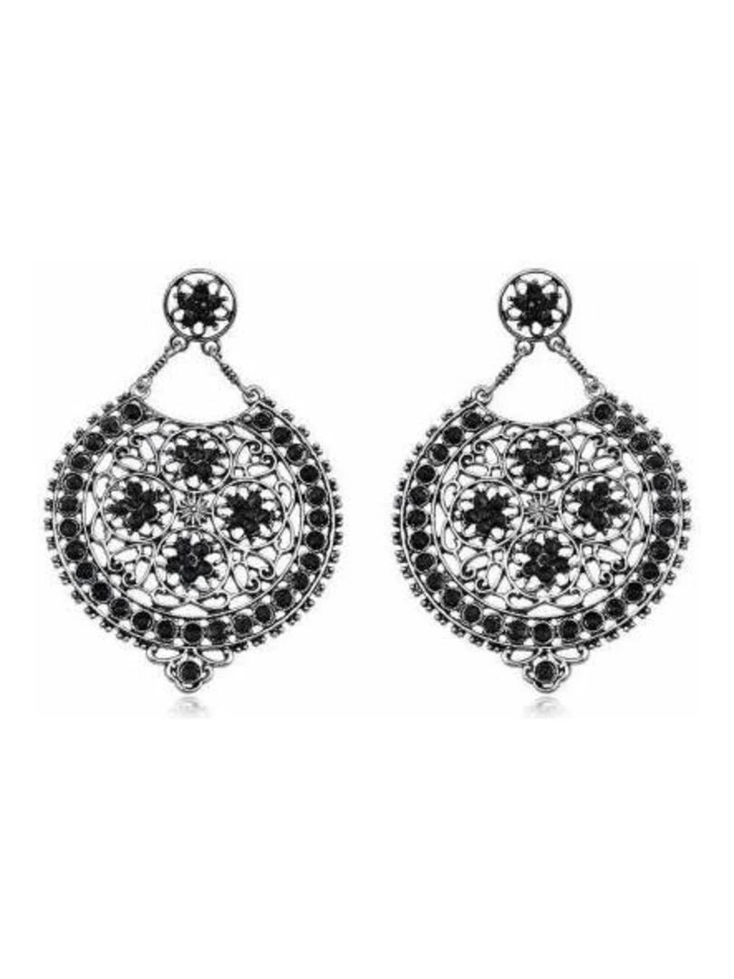 Boucles d'oreilles en metal style mexicain Bijoucolor Argent