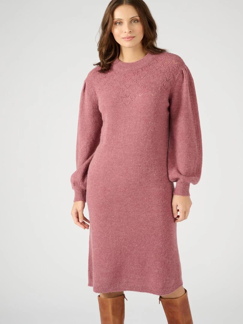 Robe pull mélange alpaga   Damart   Rose framboise