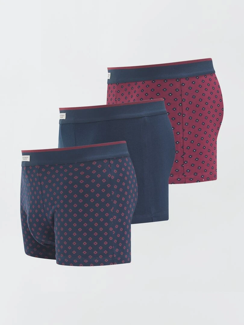 Lot 3 boxers stretch   Bleu/rouge