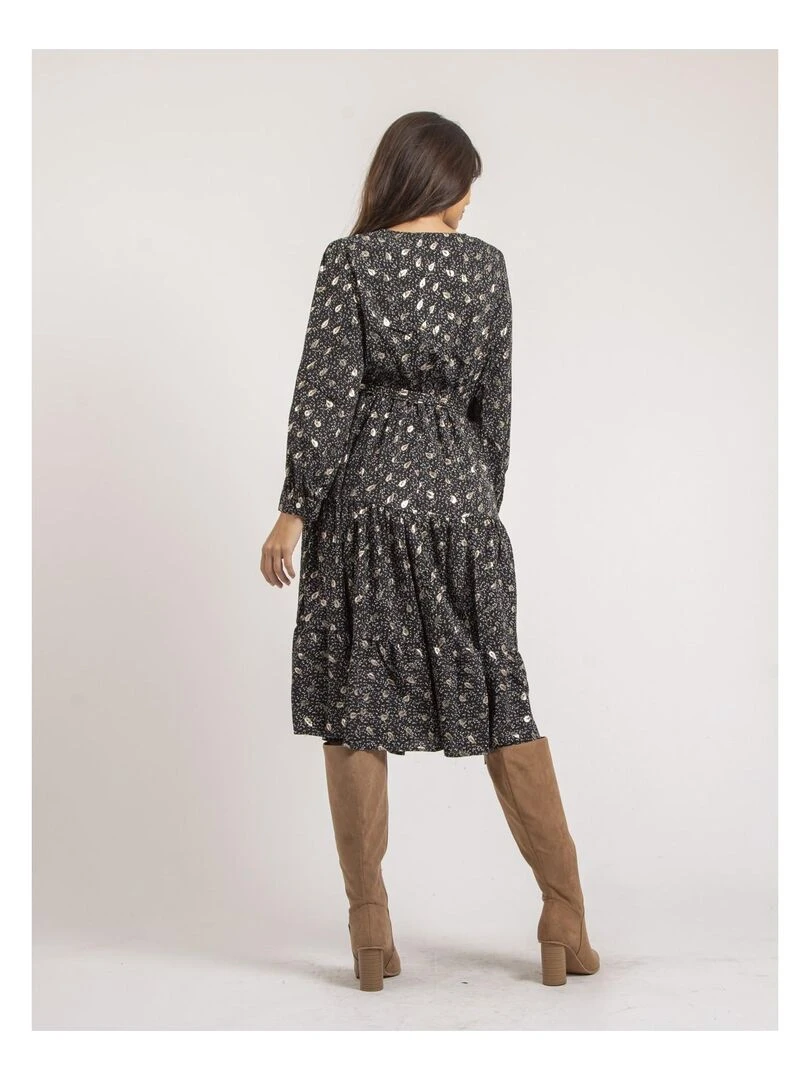Robe mi longue motifs IVELIA Noir