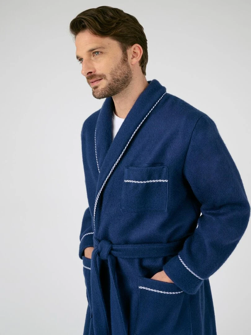 Robe de chambre en molleton Courtelle®  manches longues   Damart   Bleu marine