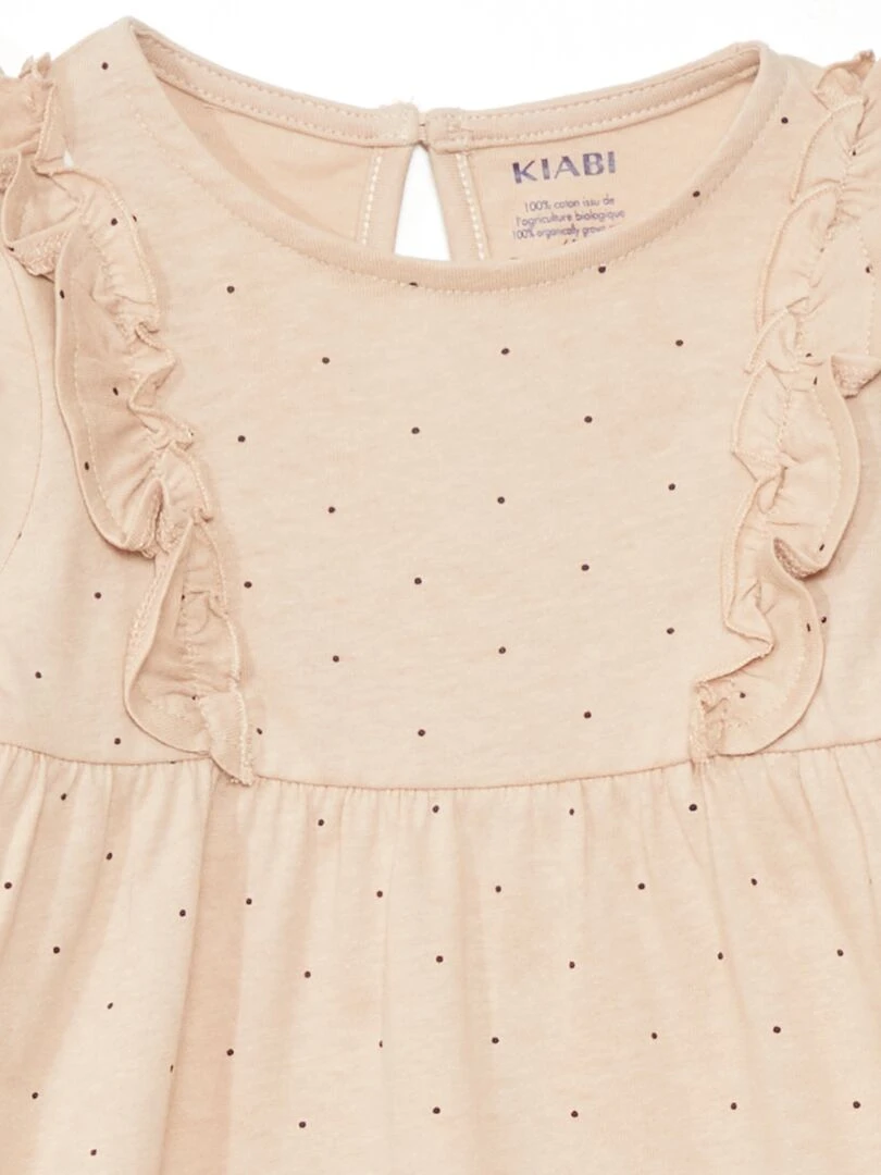 Robe évasée motif pois   Beige pois