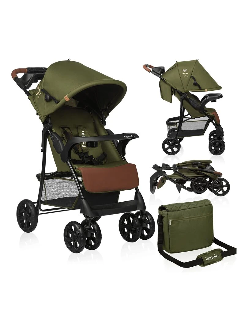 LIONELO Emma Poussette canne Accessoires inclus Vert Noir Vert Noir