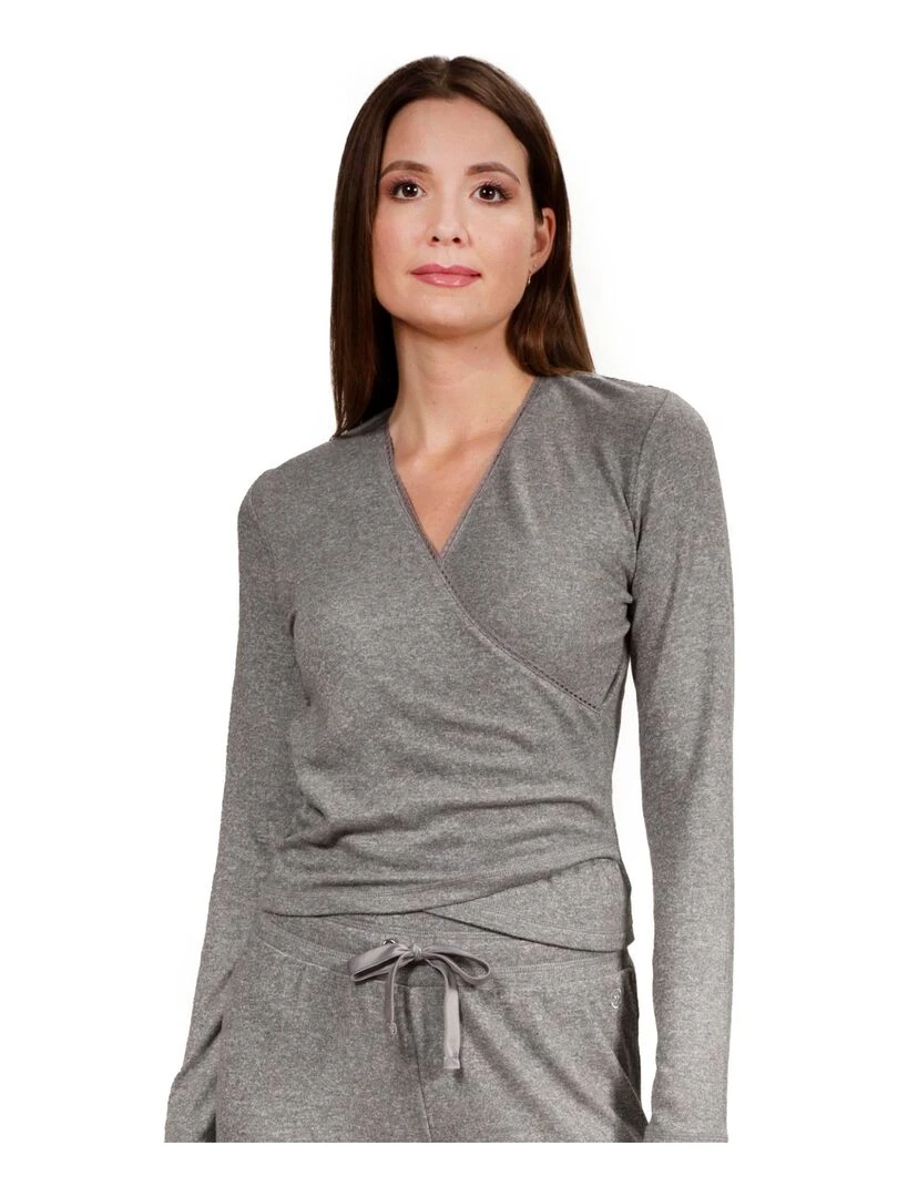 T shirt cache coeur Femme Gris chiné Gris