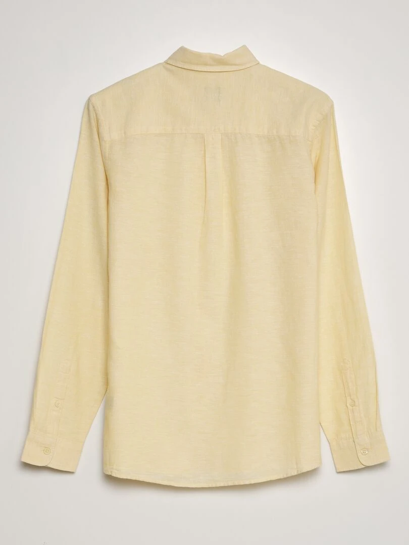 Chemise à manches longues avec lin Jaune