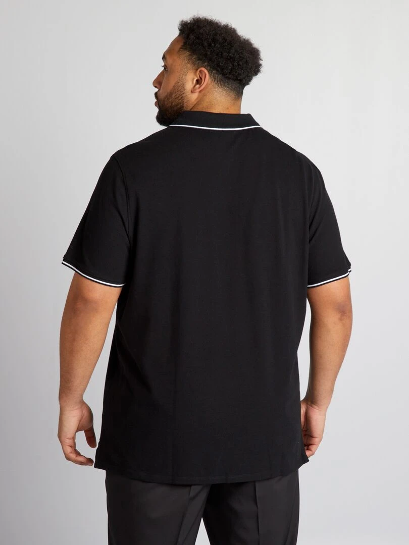 Polo en coton à contrastes   noir