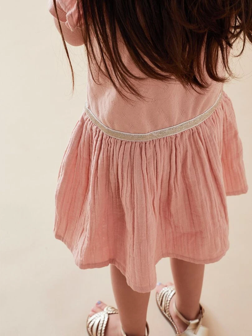 Robe bi matière à manches courtes  clair   Noukie's   Rose